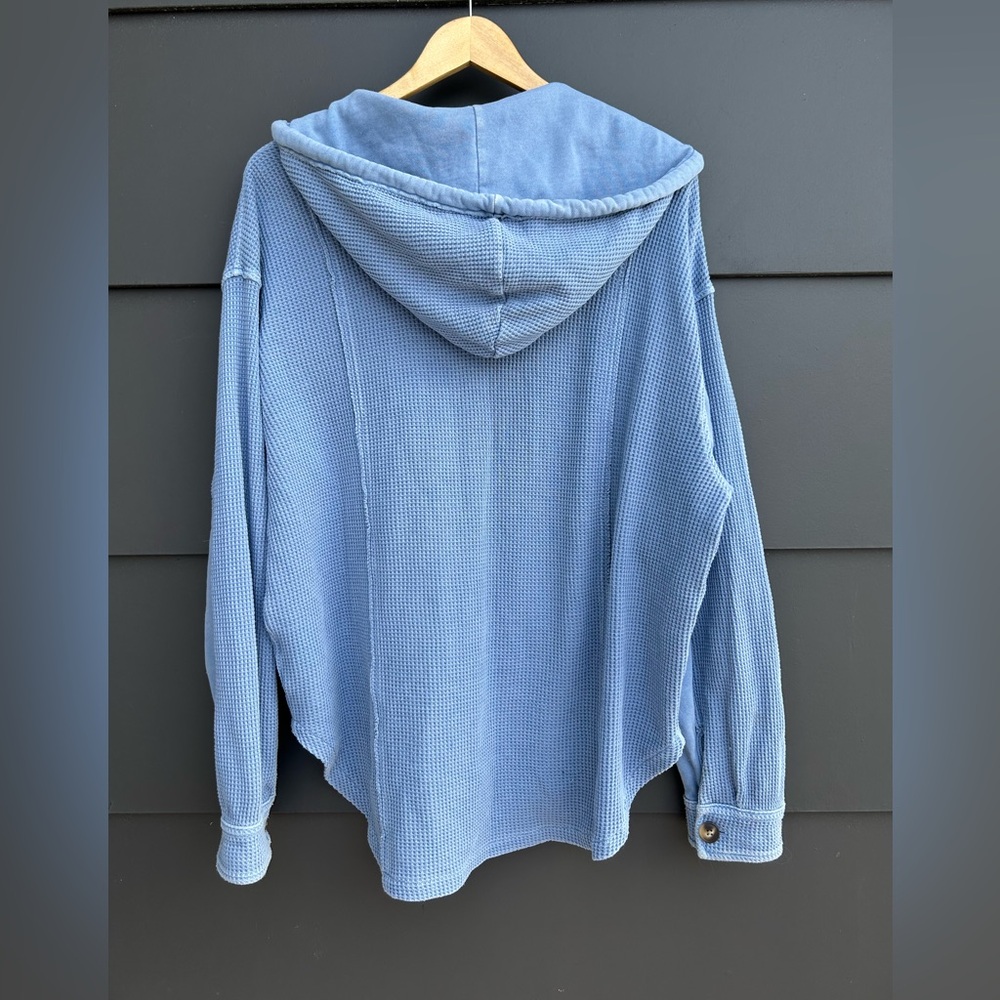 American Eagle “lumber jane” Waffle Knit Hooded Button-Up Shirt - Oversized - M - Picture 2 of 7